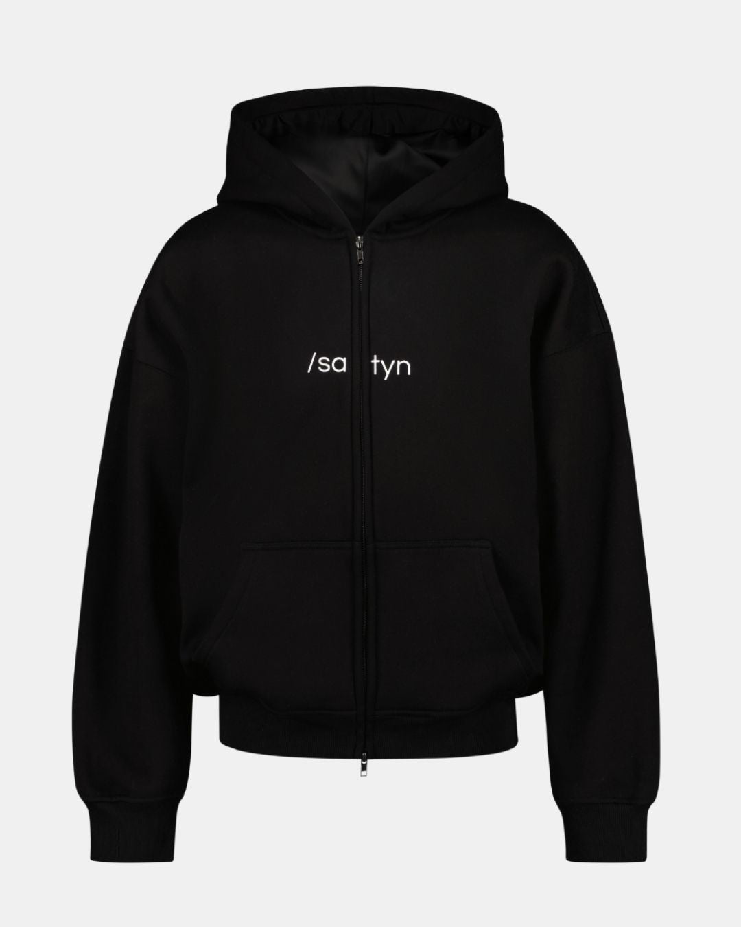 Zip Hoodie /satyn - Jet black